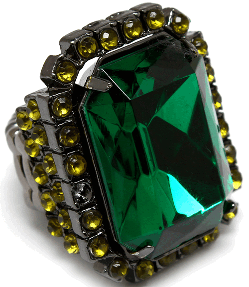 Adjustable Emerald Green Cocktail Ring